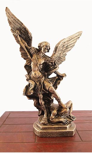 Statua San Michele Arcangelo Bronzato 30cm